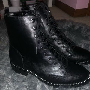 BNWOT Express Rhinestone Combat Boots Size 8.5